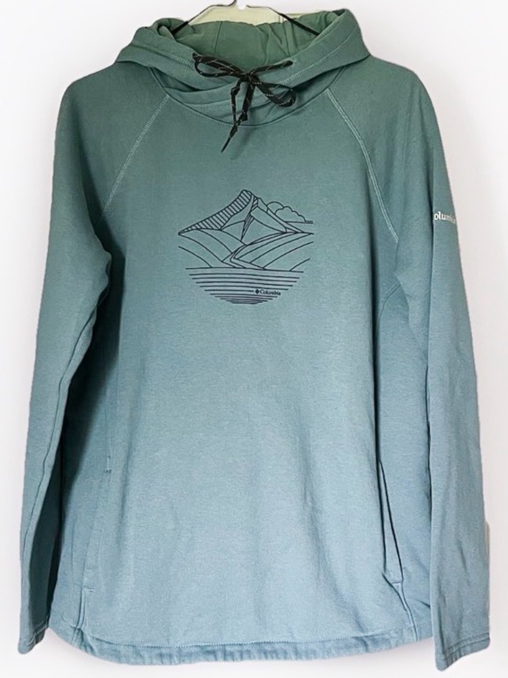 Columbia Mountain Graphic Hoodie Women's Medium Teal Lightweight